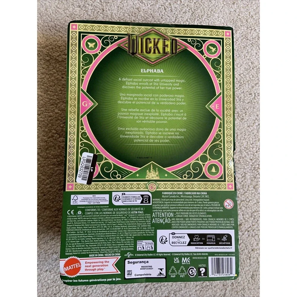Mattel Wicked Movie Elphaba Barbie Doll - URL MISPRINT Error Witch Collectible